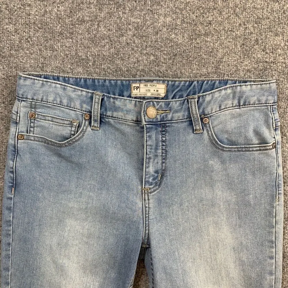 Free People Jeans Womens 29 Light Denim‎ Skinny Ankle Destroyed Busted Knee